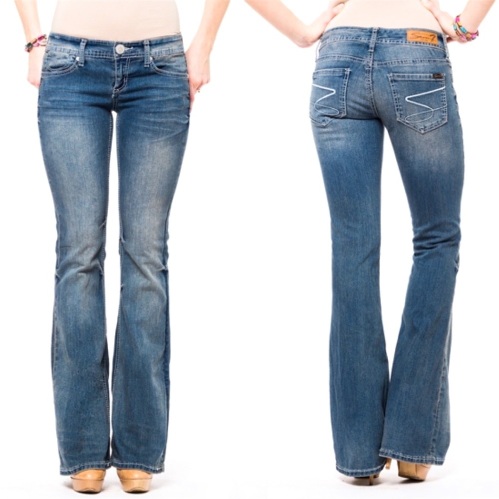 NWT Seven denim flares Sz 28...distressed (but not as much as 1st photo (stock) - Picture 1 of 5